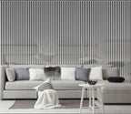 Set of 4 Shiny Silver Acoustic Slatted Decorative Wall Panels with Wood Effect Finish
