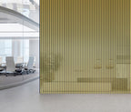 Set of 4 Shiny Gold Acoustic Slatted Decorative Wall Panels with Wood Effect Finish