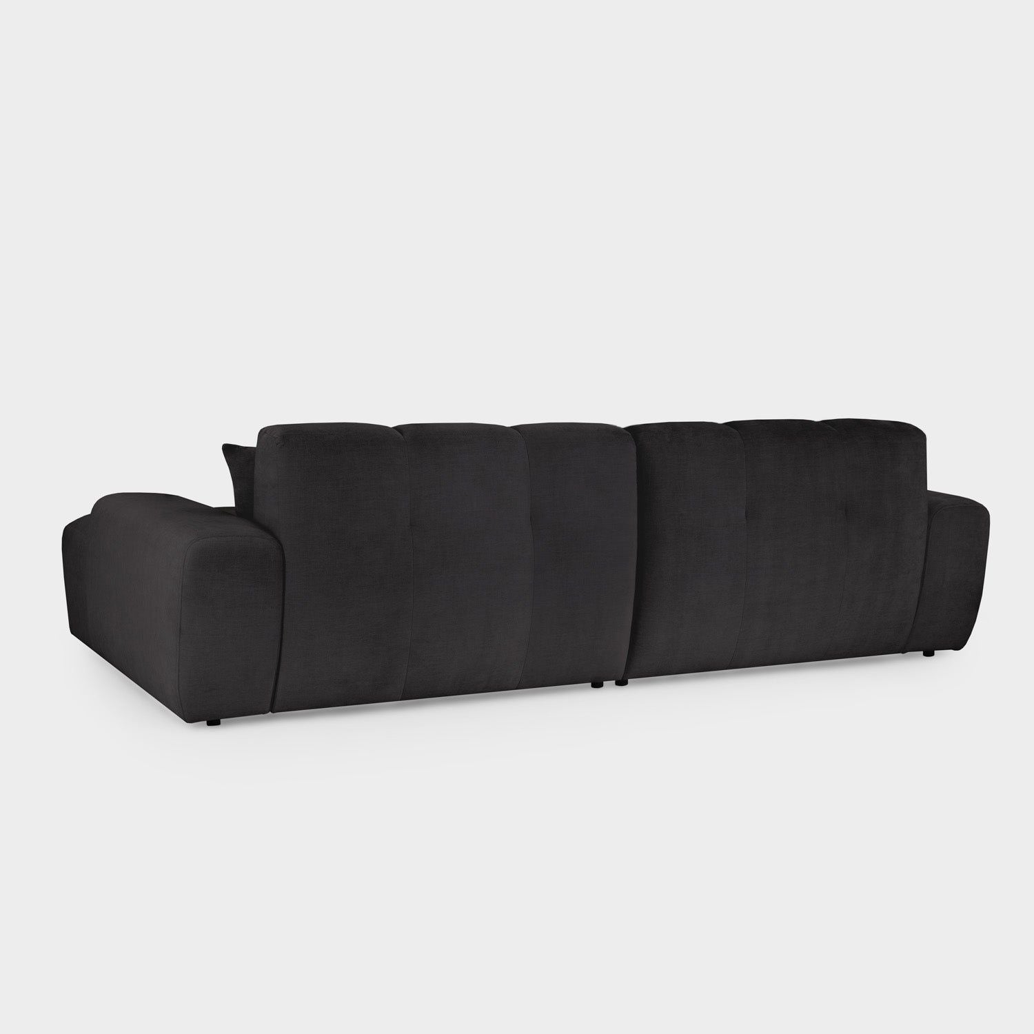 Black Fabric Upholstered Left Hand Facing Corner Sofa - Home Furniture Interiors