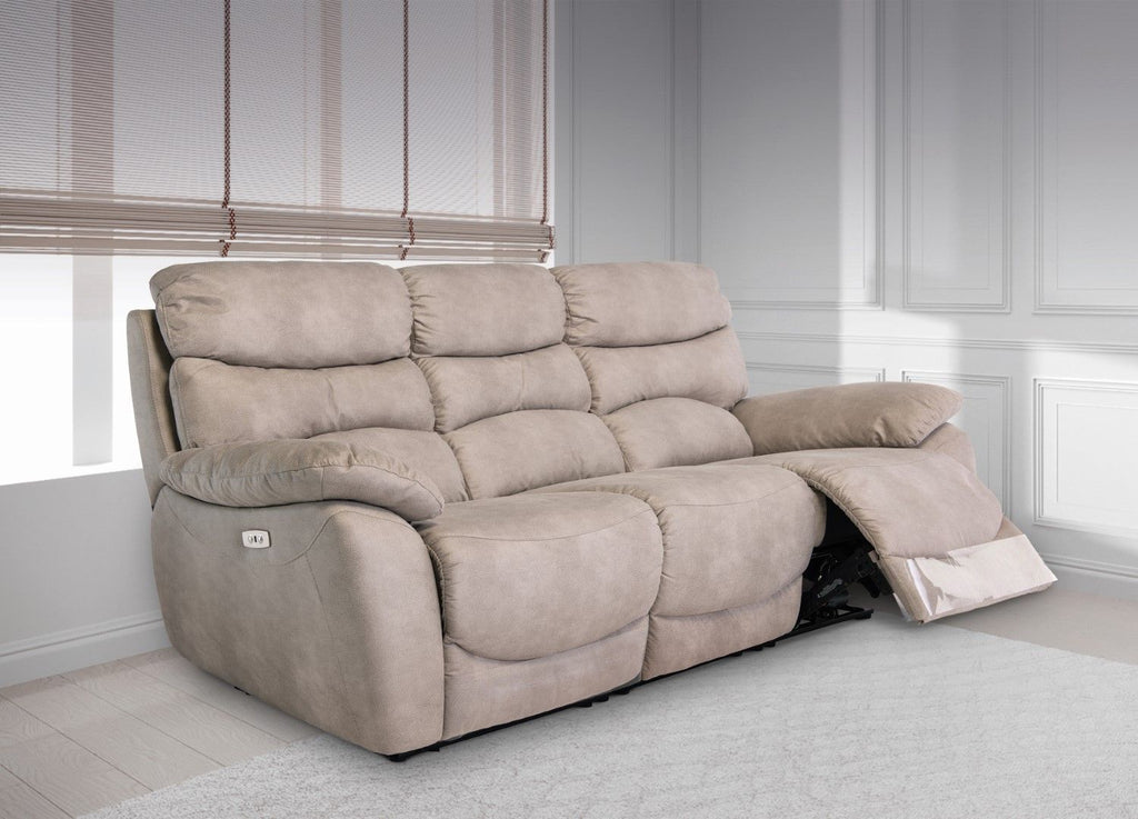 Natural Fabric Electric Power Recliner 3 Seater Sofa