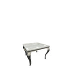 Grey Marble Top 1m Square Dining Table with Chrome Italian Style Legs