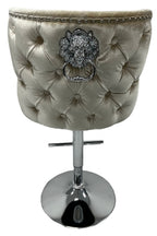 Classic Mink Shimmer Velvet Gas Lift Bar Stool with Chesterfield Back and Chrome Base