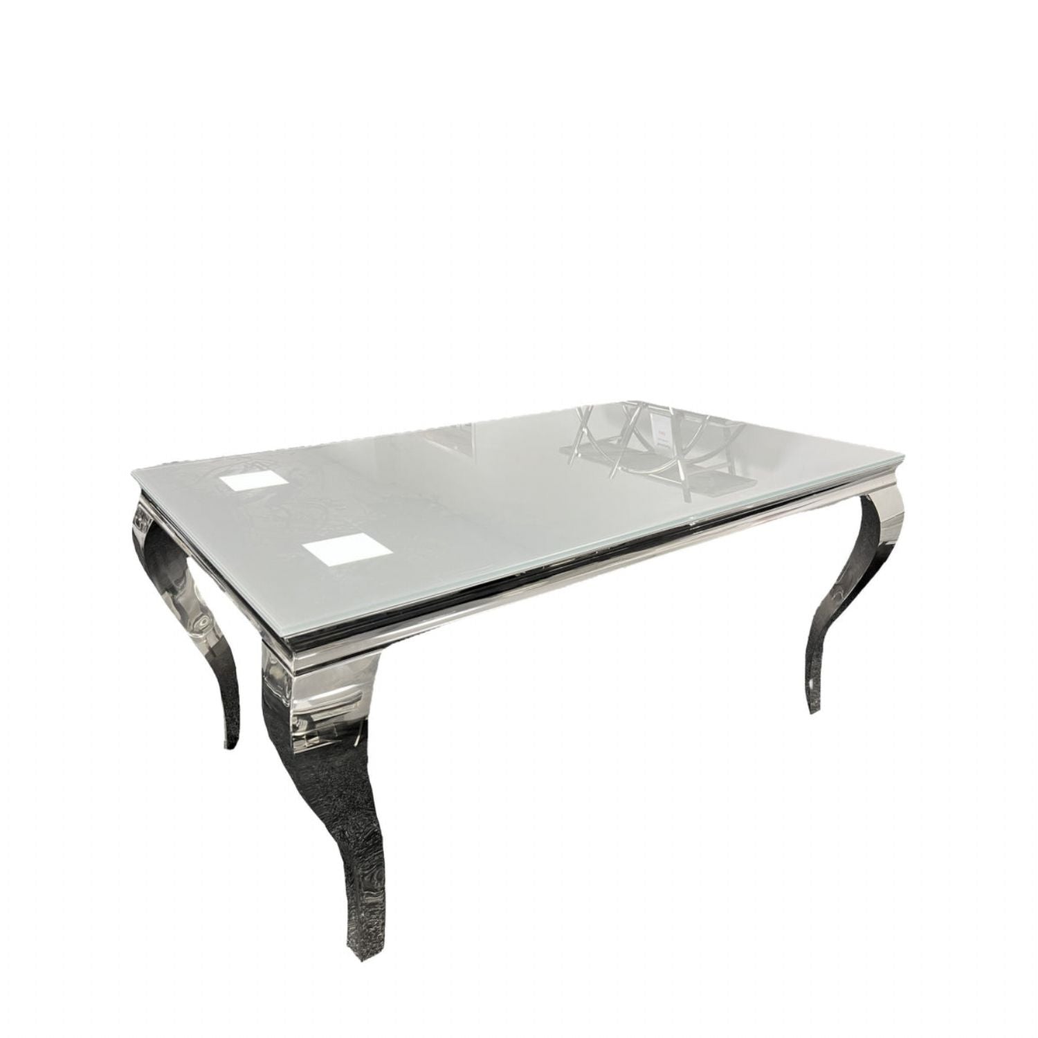 Grey Glass 1.8m Dining Table with Polished Chrome Italian Style Legs