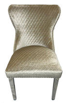 Mink Shimmer Velvet Dining Chair with Lion Knocker and Chrome Legs