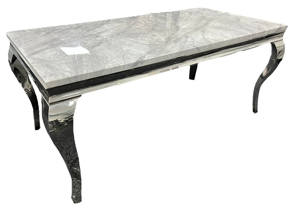 Grey Marble Effect 2.0m/1.5m/1.2m Dining Table with Chrome Italian Style Frame