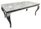 Grey Marble Effect 2.0m/1.5m/1.2m Dining Table with Chrome Italian Style Frame