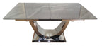 Grey Ceramic (1.6m - 2m / 1.2m - 1.5m) Extending Dining Table with Chrome Pedestal Base
