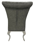 Dark Grey PU Leather Dining Chair with Chrome Legs