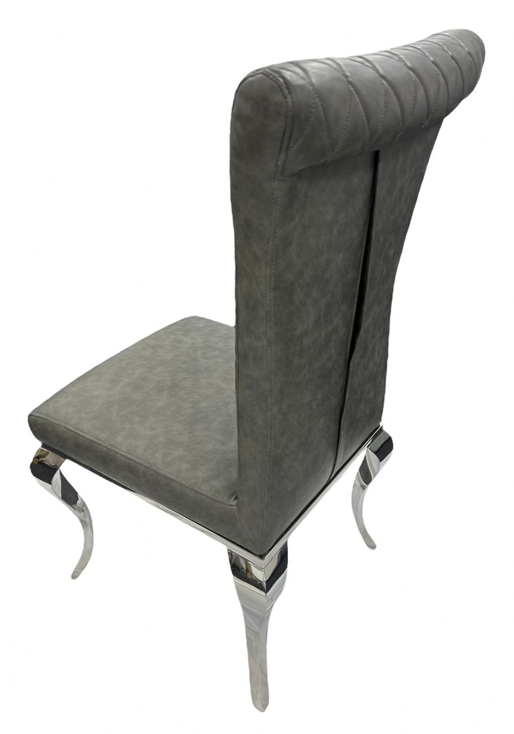 Dark Grey PU Leather Dining Chair with Chrome Legs