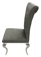 Dark Grey PU Leather Dining Chair with Chrome Legs