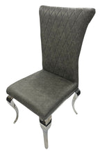 Dark Grey PU Leather Dining Chair with Chrome Legs