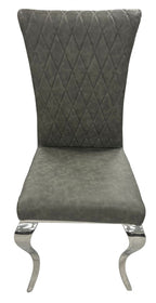 Dark Grey PU Leather Dining Chair with Chrome Legs
