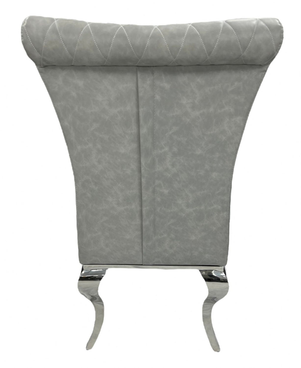 Light Grey PU Leather Dining Chair with Chrome Legs