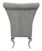 Light Grey PU Leather Dining Chair with Chrome Legs