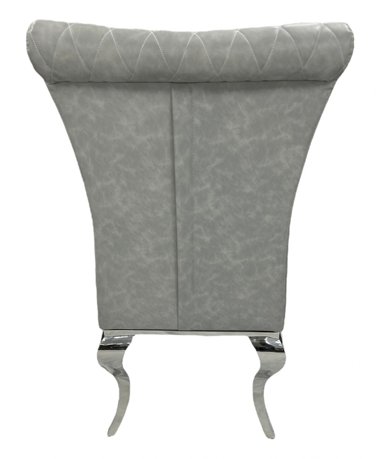 Light Grey PU Leather Dining Chair with Chrome Legs