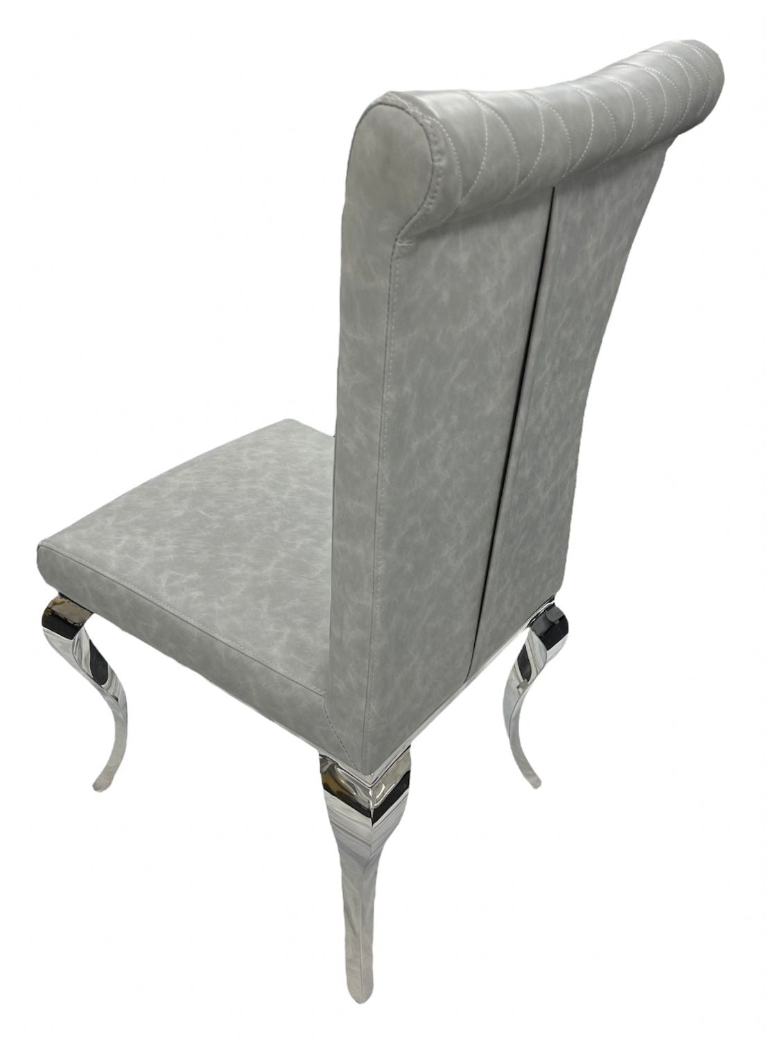 Light Grey PU Leather Dining Chair with Chrome Legs