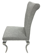 Light Grey PU Leather Dining Chair with Chrome Legs