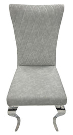 Light Grey PU Leather Dining Chair with Chrome Legs