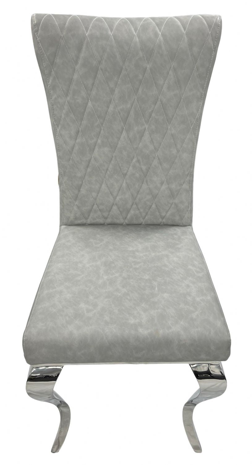 Light Grey PU Leather Dining Chair with Chrome Legs
