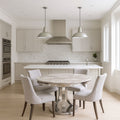 Grey Marble Round Dining Table with Chrome Pedestal Base 130cm