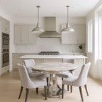 Grey Marble Round Dining Table with Chrome Pedestal Base 130cm