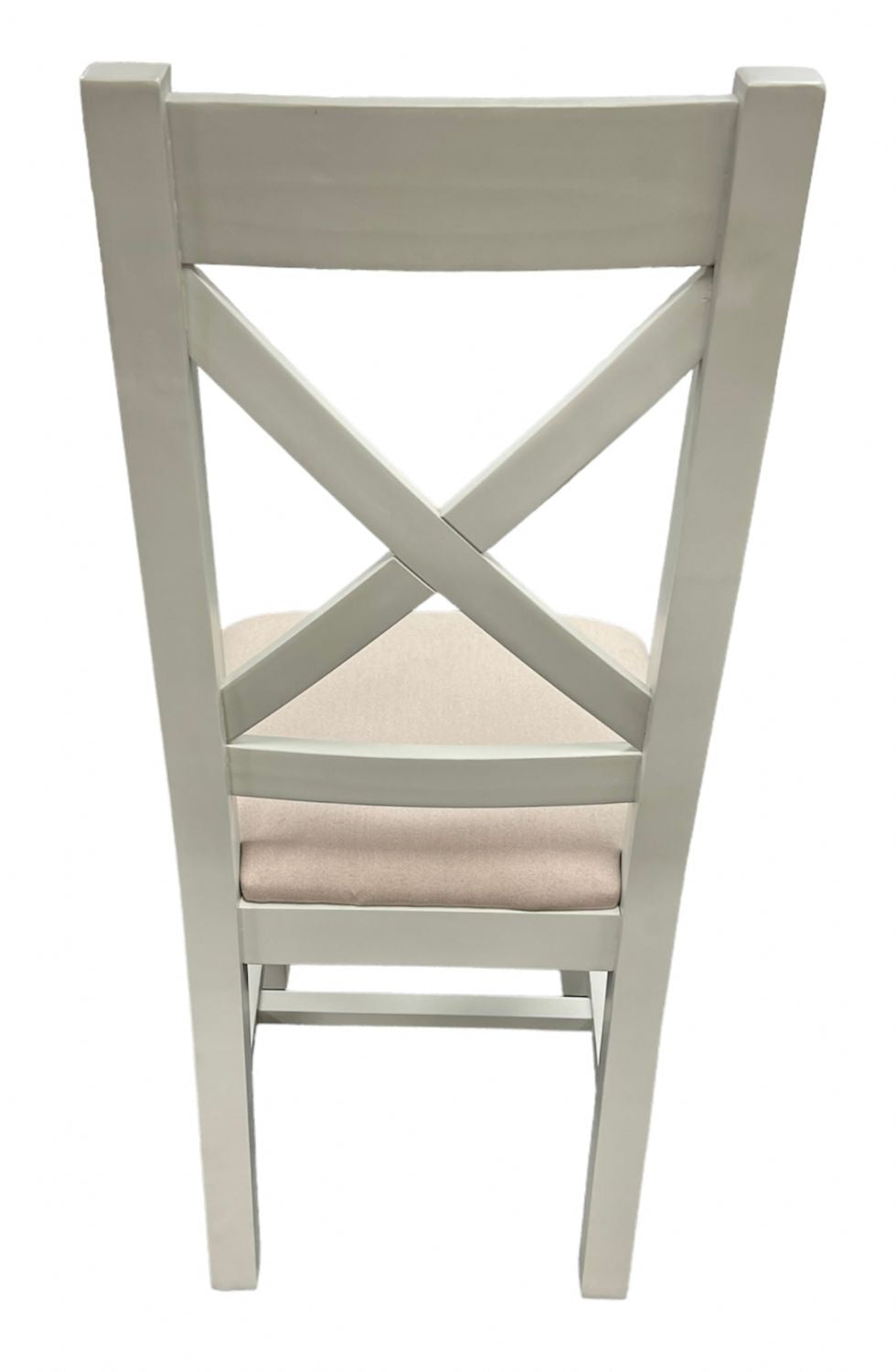 Light Grey Cross Back Dining Chair with Cream Fabric Seat