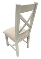 Light Grey Cross Back Dining Chair with Cream Fabric Seat