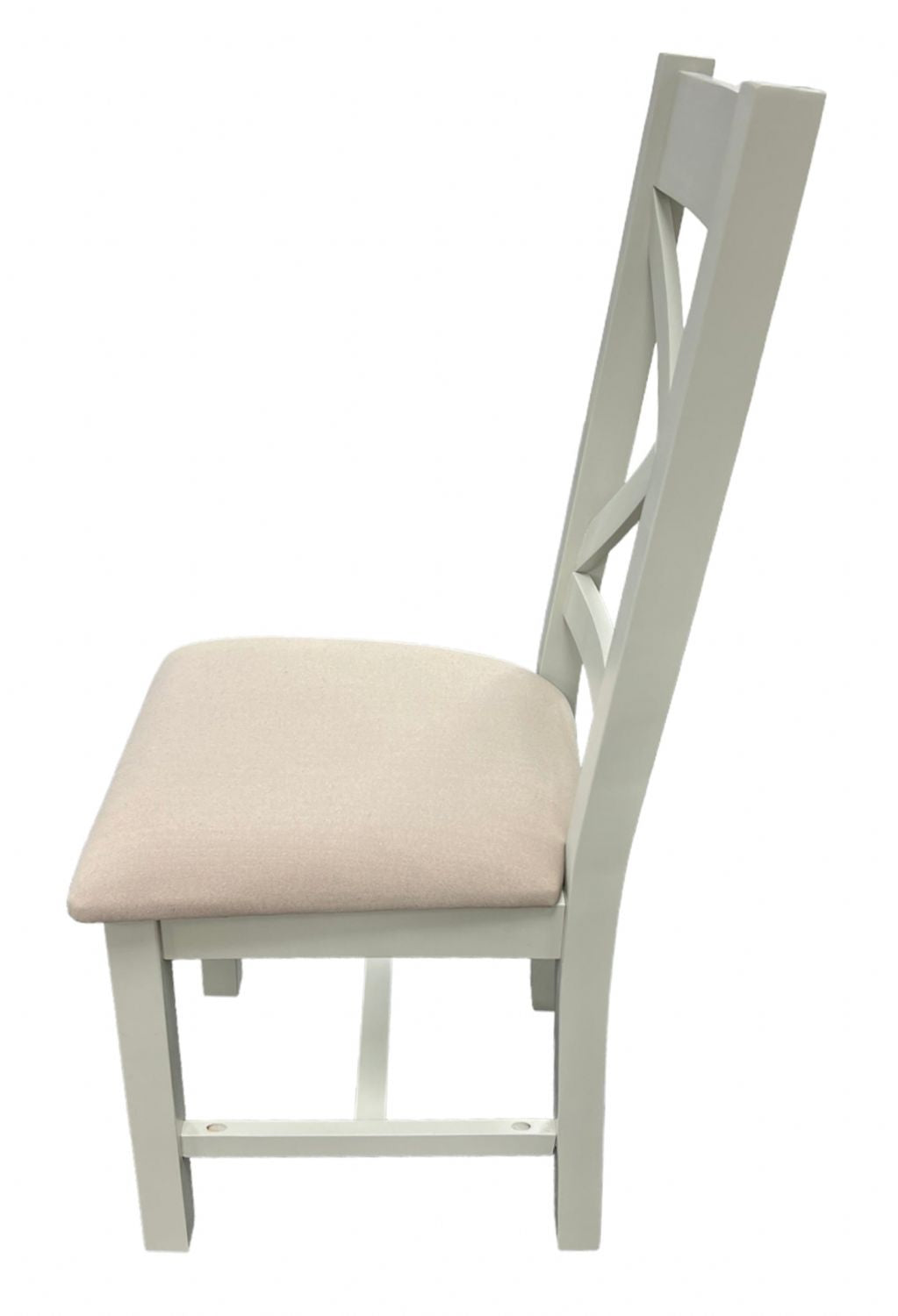 Light Grey Cross Back Dining Chair with Cream Fabric Seat