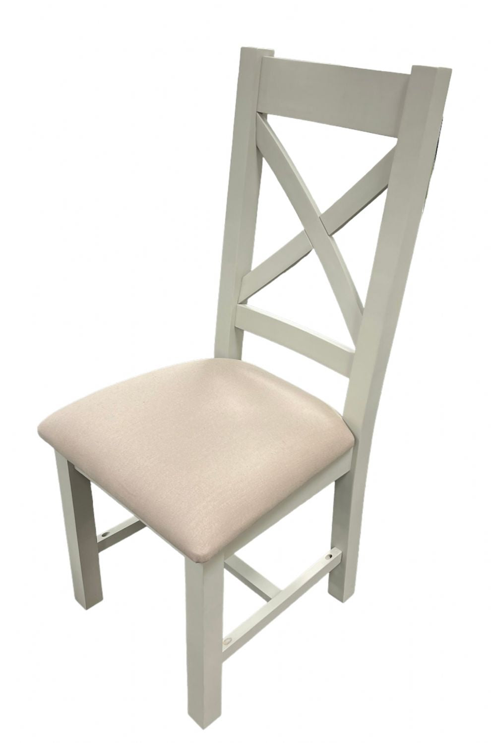 Light Grey Cross Back Dining Chair with Cream Fabric Seat