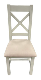 Light Grey Cross Back Dining Chair with Cream Fabric Seat