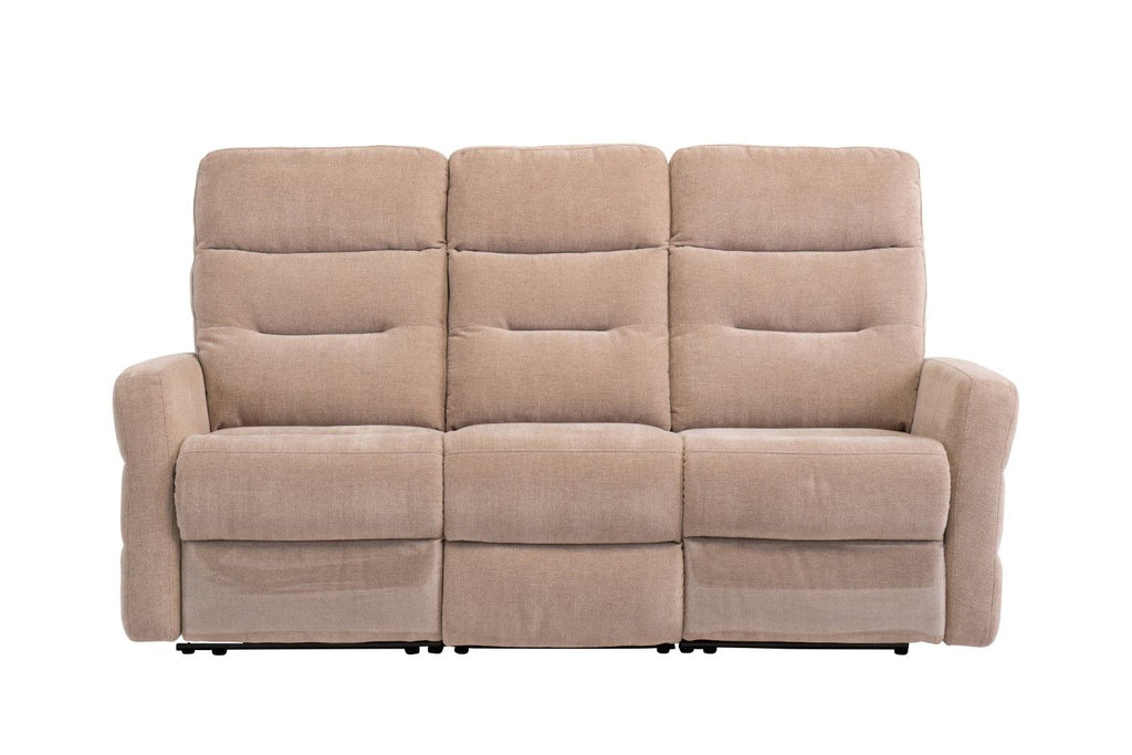 Mink Herringbone Fabric 3 Seater Electric Recliner Sofa
