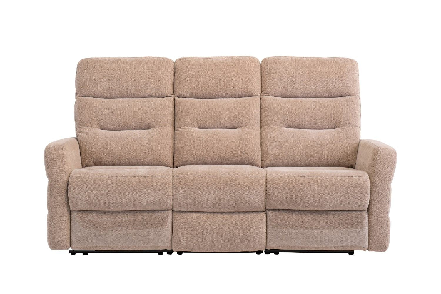 Mink Herringbone Fabric 3 Seater Electric Recliner Sofa