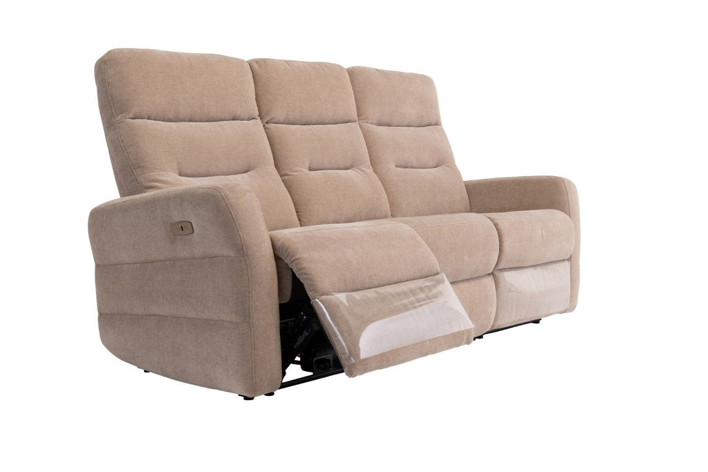 Mink Herringbone Fabric 3 Seater Electric Recliner Sofa