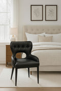 Black PU Upholstered Dining Chair with Black Legs
