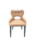 Tan PU Upholstered Dining Chair with Black Legs