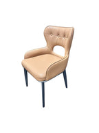 Tan PU Upholstered Dining Chair with Black Legs