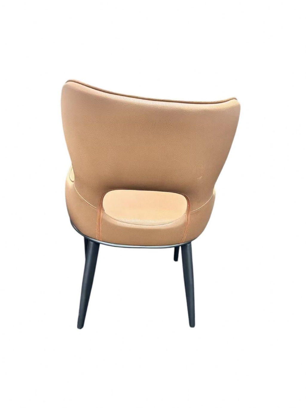 Tan PU Upholstered Dining Chair with Black Legs