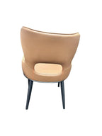 Tan PU Upholstered Dining Chair with Black Legs