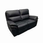 Black Leather Fabric Upholstery 2 Seater Recliner Sofa