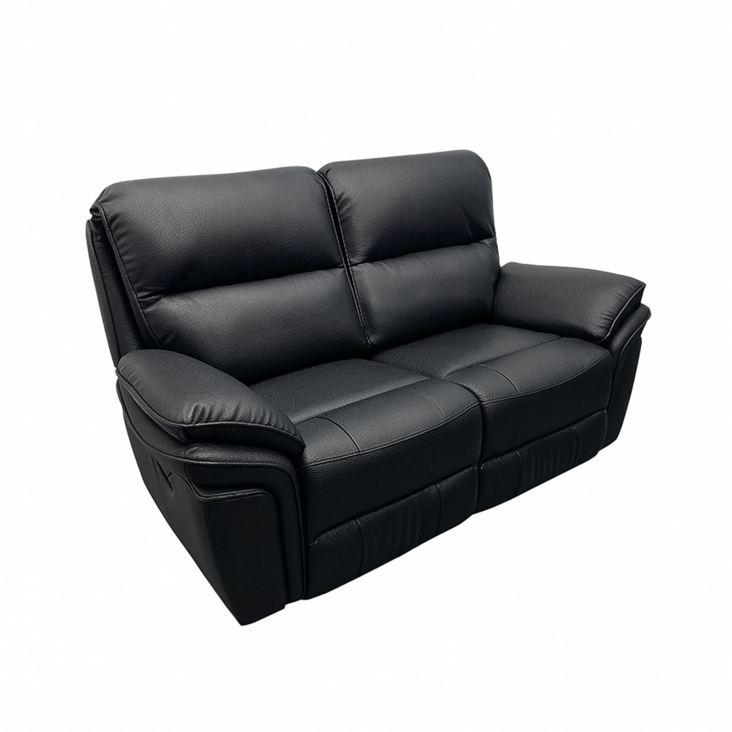 Black Leather Fabric Upholstery 2 Seater Recliner Sofa