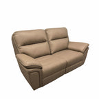 Brown Leather Fabric Upholstery 2 Seater Recliner Sofa