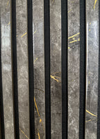 Set of 4 Gold and Black Marble Effect Finish Acoustic Slatted Decorative Wall Panels