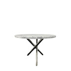 White Marble Effect 1m Round Dining Table with Chrome Twisted Pedestal Base