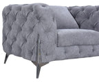 Grey Fabric Chesterfield Sofa Chair with Chrome Accent Legs
