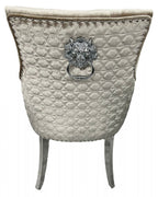 Mink Velvet Dining Chair with Lion Knocker and Chrome Legs
