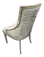 Mink Velvet Dining Chair with Lion Knocker and Chrome Legs