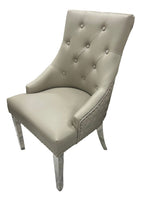 Light Grey PU Dining Chair with Ring Knocker and Chrome Legs
