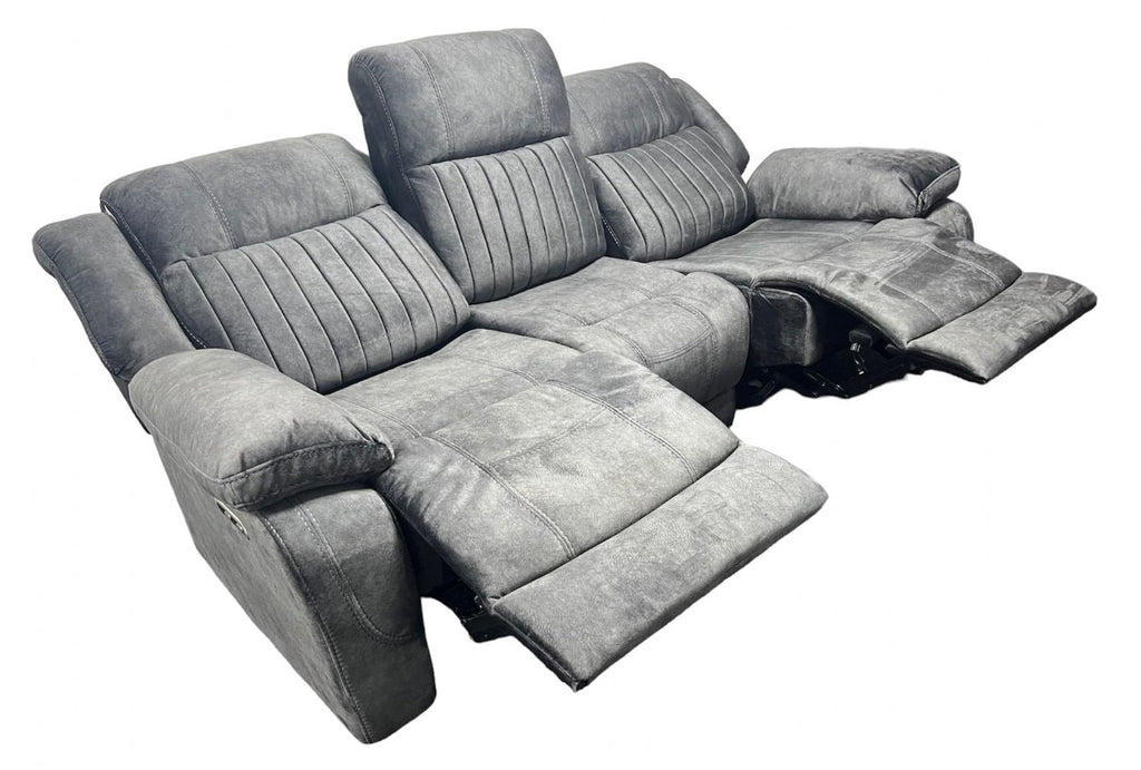 Charcoal Fabric 3 Seater Electric Recliner Sofa