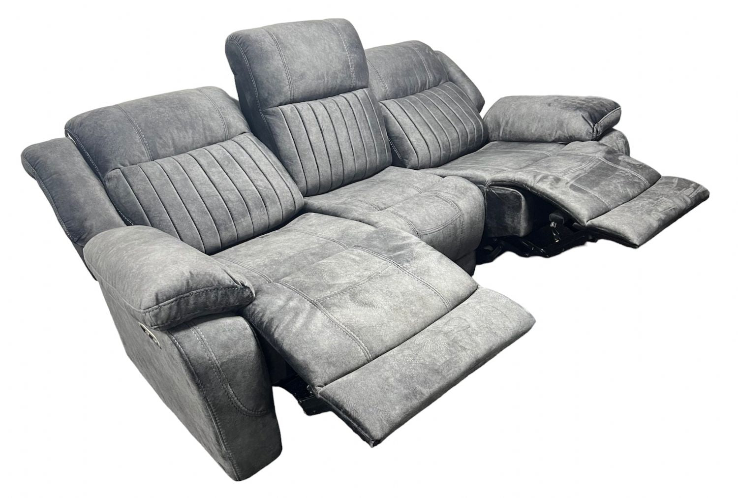 Charcoal Fabric 3 Seater Electric Recliner Sofa