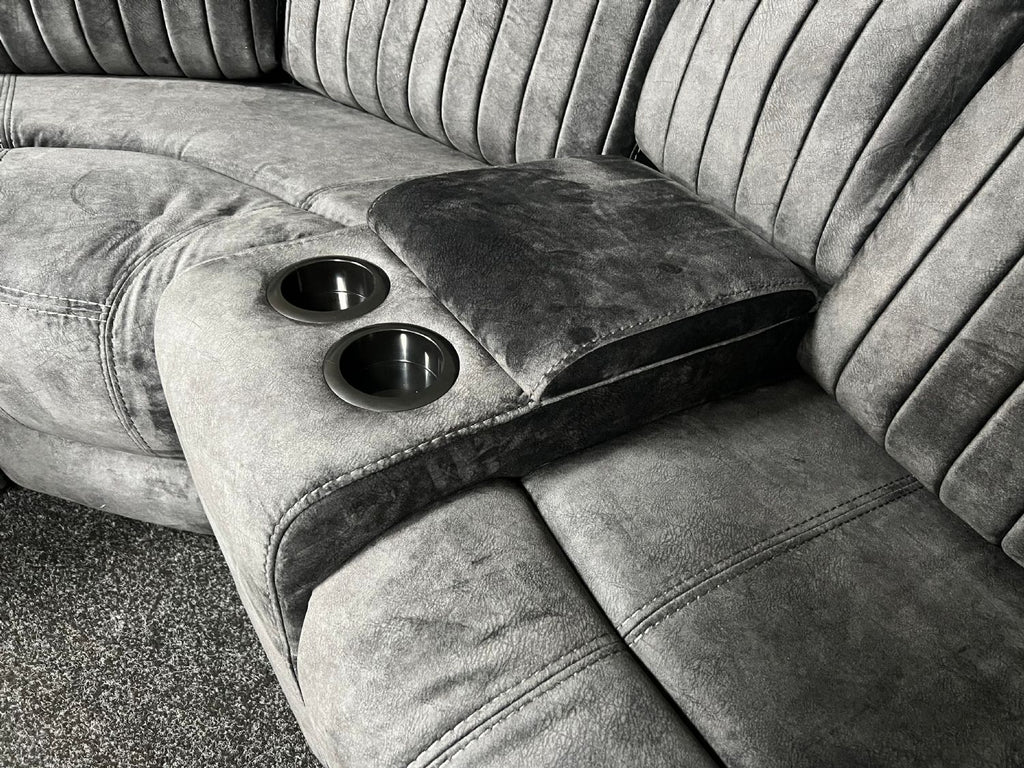 Charcoal Fabric Modular Electric Recliner Corner Sofa with USB Console